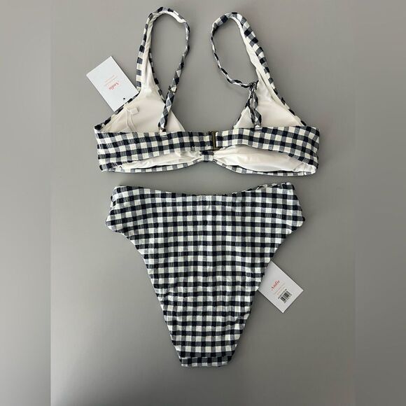 NWT Andie Swim The Amor Top and 90s High Waisted Bottom Set in Twilight Gingham - Picture 6 of 16